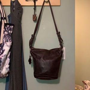 Brown pebbled leather Roots handbag